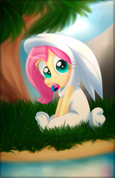 Size: 1000x1552 | Tagged: safe, artist:fj-c, fluttershy, equestria girls, baby, breasts, bunny costume, bunnyshy, clothes, delicious flat chest, flattershy, pacifier, solo, younger