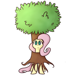 Size: 1024x1000 | Tagged: safe, artist:flutternutpie, fluttershy, pegasus, pony, :o, clothes, costume, fluttertree, looking at you, simple background, solo, transparent background, tree, tree costume
