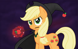 Size: 800x504 | Tagged: safe, artist:obcor, applejack, earth pony, pony, solo, wand, witch