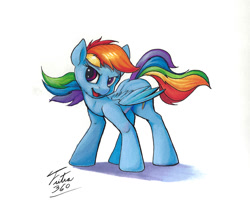 Size: 900x739 | Tagged: safe, artist:tsitra360, derpibooru import, rainbow dash, pegasus, pony, blue coat, female, mare, multicolored mane, simple background, solo, white background, wings