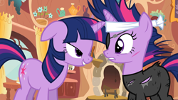 Size: 1280x720 | Tagged: safe, derpibooru import, screencap, twilight sparkle, duality, floppy ears, future twilight, lidded eyes, out of context