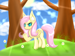 Size: 1024x768 | Tagged: safe, artist:milkteafox, artist:x157258, fluttershy, pegasus, pony, ear fluff, heart eyes, pixiv, solo