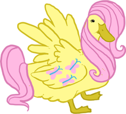 Size: 300x271 | Tagged: safe, artist:weloveducks, fluttershy, duck, flutterduck, four wings, multiple wings, op, solo, species swap, spread wings, wings