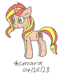 Size: 650x805 | Tagged: safe, artist:cmara, sunset shimmer, pony, unicorn, female, mare, solo, traditional art