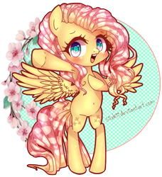 Size: 639x701 | Tagged: safe, artist:siukii, fluttershy, pegasus, pony, belly button, bipedal, looking at you, singing, solo