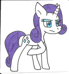 Size: 590x634 | Tagged: safe, artist:cmara, rarity, pony, unicorn, female, horn, mare, purple mane, solo, traditional art, white coat