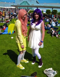 Size: 900x1141 | Tagged: safe, fluttershy, rarity, human, cosplay, irl, irl human, photo