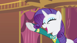 Size: 1280x720 | Tagged: safe, screencap, rarity, pony, unicorn, filli vanilli, eyes closed, female, mare, open mouth, ponytones outfit, solo