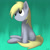 Size: 1000x1000 | Tagged: safe, artist:marble-soda, derpy hooves, pegasus, pony, blonde mane, female, gray coat, mare, solo, wings