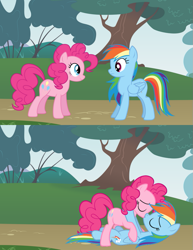 Size: 773x1000 | Tagged: safe, derpibooru import, pinkie pie, rainbow dash, earth pony, pegasus, pony, female, lesbian, pinkiedash, shipping