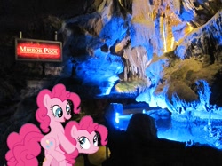 Size: 1095x821 | Tagged: safe, pinkie pie, too many pinkie pies, 1000 hours in ms paint, cave, clone, irl, ms paint, photo, pinkie clone, ponies in real life, ruby falls