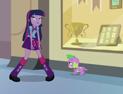 Size: 518x396 | Tagged: safe, derpibooru import, screencap, spike, twilight sparkle, equestria girls