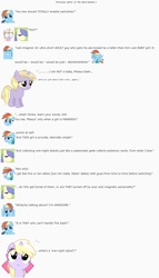 Size: 833x1459 | Tagged: safe, artist:dziadek1990, derpibooru import, dinky hooves, rainbow dash, pegasus, pony, collector card, conversation, dialogue, dwarfism, emote story, emotes, friendshipping, pokémon, rainbow douche, reference, shortround, size difference, slice of life, sports, text, wrestling