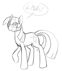 Size: 896x1024 | Tagged: safe, artist:madcookiefighter, derpibooru import, twilight sparkle, monochrome, sketch, solo