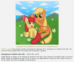 Size: 713x603 | Tagged: safe, apple bloom, applejack, earth pony, pony, somepony to watch over me, everfree network, female, mare