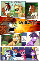 Size: 1800x2740 | Tagged: safe, artist:candyclumsy, derpibooru import, applejack, autumn blaze, pinkie pie, rainbow dash, rarity, twilight sparkle, twilight sparkle (alicorn), alicorn, earth pony, kirin, pegasus, pony, unicorn, sounds of silence, angry, comic, female, floppy ears, forest, mare, meme, music notes, ptsd, quiet, ragelight glimmer, scared, shut up twilight, singing, sky, stare, thousand yard stare, tree, twilight's castle