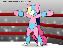 Size: 1280x989 | Tagged: safe, artist:cocoabrush, pinkie pie, earth pony, pony, 30 minute art challenge, solo, wrestler, wrestling, wrestling ring