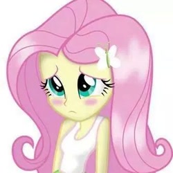 Size: 338x338 | Tagged: artist needed, safe, fluttershy, equestria girls, blushing, needs more jpeg, solo