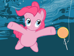 Size: 900x675 | Tagged: safe, artist:resistance-of-faith, pinkie pie, earth pony, pony, album cover, bait, faic, lollipop, nevermind, nirvana, parody, ponified, ponified album cover, solo