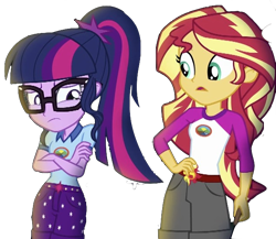Size: 634x550 | Tagged: safe, editor:php77, sci-twi, sunset shimmer, twilight sparkle, equestria girls, legend of everfree, simple background, transparent background