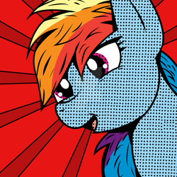 Size: 1024x1024 | Tagged: safe, artist:wendydancexd, derpibooru import, rainbow dash, pegasus, pony, bust, modern art, pop art, portrait, solo