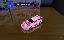 Size: 1280x799 | Tagged: safe, pinkie pie, earth pony, pony, car, female, paint job, pink coat, pink mane, pink tail, re-volt