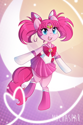 Size: 400x600 | Tagged: safe, artist:mochaspar, pinkie pie, earth pony, pony, bipedal, cosplay, sailor chibi moon, sailor mini moon, sailor moon, solo