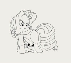 Size: 2622x2331 | Tagged: safe, artist:seenty, rarity, sweetie belle, pony, unicorn, clothes, dress, monochrome, pregnant