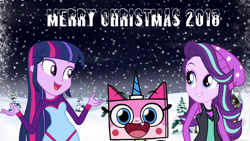 Size: 1900x1069 | Tagged: safe, artist:cartoonmaster, starlight glimmer, twilight sparkle, equestria girls, spoiler:eqg specials, crossover, lego, tara strong, the lego movie, unikitty, unikitty! (tv series), voice actor joke