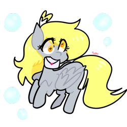 Size: 1024x1024 | Tagged: safe, artist:cubbybatdoodles, derpy hooves, pegasus, pony, bubble, female, letter, mail, mare, mouth hold, simple background, solo, transparent background