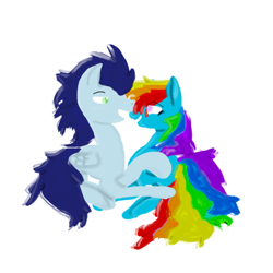 Size: 600x600 | Tagged: safe, artist:occookie, derpibooru import, rainbow dash, soarin', pegasus, pony, female, male, shipping, soarindash, straight