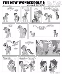 Size: 1600x1917 | Tagged: safe, artist:marmorexx, derpibooru import, rainbow dash, soarin', pegasus, pony, comic:the new wonderbolt, comic, monochrome, soarindash