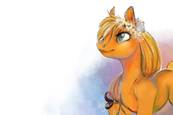 Size: 4528x3000 | Tagged: safe, artist:casynuf, applejack, earth pony, pony, floral head wreath, flower, solo