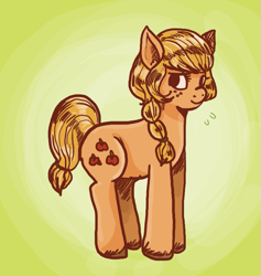 Size: 739x779 | Tagged: safe, artist:superlucky13, applejack, earth pony, pony, alternate hairstyle, solo, unshorn fetlocks