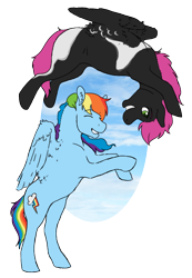 Size: 1110x1600 | Tagged: safe, artist:royvdhel-art, derpibooru import, rainbow dash, oc, oc:tonks, pegasus, pony