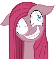 Size: 3400x3634 | Tagged: safe, artist:thealjavis, pinkie pie, earth pony, pony, fangs, grin, pinkamena diane pie, simple background, solo, transparent background, twitch, vector, wide eyes