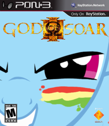 Size: 691x793 | Tagged: safe, artist:nickyv917, derpibooru import, rainbow dash, pegasus, pony, game cover, god of war, god of war iii, parody