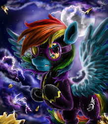 Size: 3500x4000 | Tagged: safe, artist:vittorionobile, derpibooru import, rainbow dash, pegasus, pony, clothes, shadowbolt dash, shadowbolts, shadowbolts costume, solo