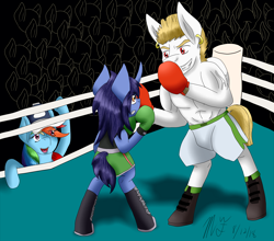 Size: 2500x2197 | Tagged: safe, artist:midnightfire1222, derpibooru import, bulk biceps, rainbow dash, oc, oc:dynamo pad, pegasus, pony, bald bull, boxing, crossover, group, little mac (punch out), punch out, sports