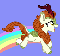 Size: 491x458 | Tagged: safe, artist:nightshadowmlp, edit, edited screencap, screencap, autumn blaze, kirin, sounds of silence, a kirin tale, cropped, happy, ms paint, rainbow, scene interpretation, solo