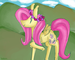 Size: 1280x1024 | Tagged: safe, artist:leslers, fluttershy, pegasus, pony, female, floral head wreath, mare, solo