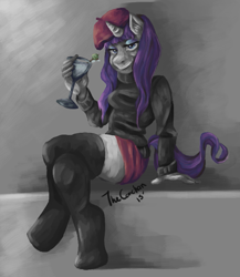 Size: 627x722 | Tagged: safe, artist:thecorchan, rarity, anthro, clothes, solo