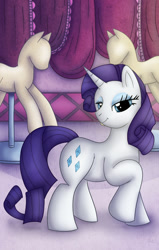 Size: 509x800 | Tagged: safe, artist:fishiewishes, rarity, pony, unicorn, female, horn, looking at you, mare, purple mane, solo, white coat