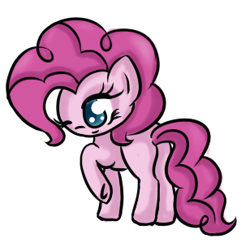 Size: 308x304 | Tagged: safe, artist:newfiegirl123, pinkie pie, earth pony, pony, female, mare, missing cutie mark, one eye closed, raised hoof, simple background, smiling, solo, white background, wink