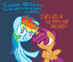 Size: 650x550 | Tagged: safe, artist:frostedwarlock, derpibooru import, rainbow dash, scootaloo, pegasus, pony, ask, rainbow dash replies, tumblr