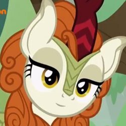 Size: 640x640 | Tagged: safe, screencap, autumn blaze, kirin, sounds of silence, inverted mouth, smiling, solo