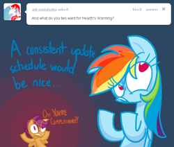 Size: 650x550 | Tagged: safe, artist:frostedwarlock, derpibooru import, rainbow dash, scootaloo, pegasus, pony, ask, rainbow dash replies, tumblr