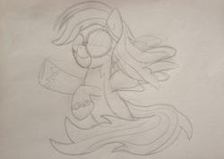 Size: 2156x1534 | Tagged: artist needed, safe, derpibooru import, rainbow dash, pegasus, pony, goggles, monochrome, spread wings, traditional art, wonderbolts, wonderbolts uniform