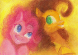 Size: 1024x717 | Tagged: safe, artist:wolfiedrawie, cheese sandwich, pinkie pie, earth pony, pony, happy, traditional art