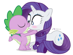 Size: 960x720 | Tagged: safe, artist:dm29, rarity, spike, dragon, pony, unicorn, blushing, eyes closed, female, kissing, love, male, shipping, shocked, simple background, sparity, straight, transparent background